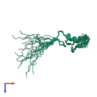 PDB entry 2ecj coloured by chain, ensemble of 20 models, top view.