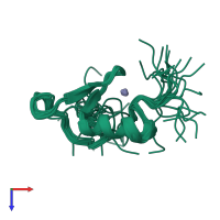 PDB entry 2ecm coloured by chain, ensemble of 20 models, top view.