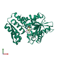 PDB entry 2eco coloured by chain, front view.