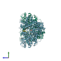 PDB entry 2ecp coloured by chain, side view.