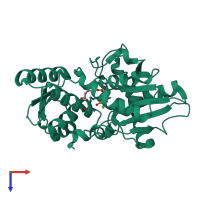 PDB entry 2ecq coloured by chain, top view.