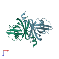 PDB entry 2ecr coloured by chain, top view.