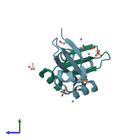 PDB entry 2ecs coloured by chain, side view.