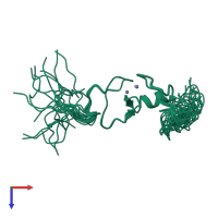 PDB entry 2ect coloured by chain, ensemble of 20 models, top view.