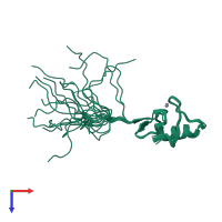 PDB entry 2ecy coloured by chain, ensemble of 20 models, top view.