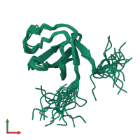 PDB entry 2ecz coloured by chain, ensemble of 20 models, front view.
