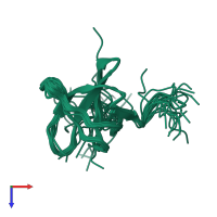 PDB entry 2ecz coloured by chain, ensemble of 20 models, top view.