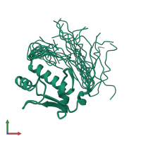 PDB entry 2ed2 coloured by chain, ensemble of 20 models, front view.