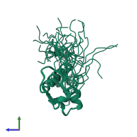 PDB entry 2ed2 coloured by chain, ensemble of 20 models, side view.