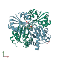PDB entry 2ed5 coloured by chain, front view.