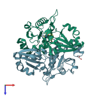 PDB entry 2ed5 coloured by chain, top view.