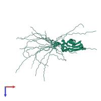 PDB entry 2ed9 coloured by chain, ensemble of 20 models, top view.