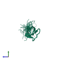 PDB entry 2edf coloured by chain, ensemble of 20 models, side view.