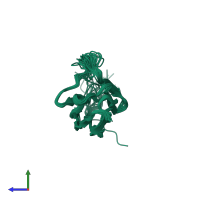 PDB entry 2edk coloured by chain, ensemble of 20 models, side view.