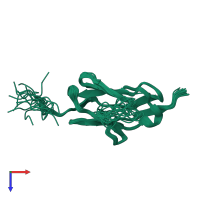 PDB entry 2edk coloured by chain, ensemble of 20 models, top view.