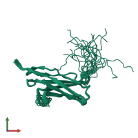 PDB entry 2edn coloured by chain, ensemble of 20 models, front view.