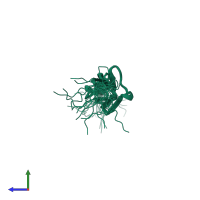 PDB entry 2edq coloured by chain, ensemble of 20 models, side view.