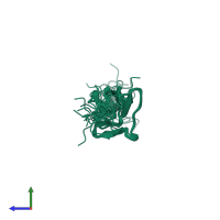 PDB entry 2edr coloured by chain, ensemble of 20 models, side view.