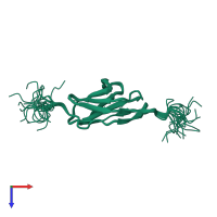 PDB entry 2edr coloured by chain, ensemble of 20 models, top view.
