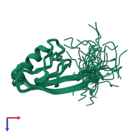 PDB entry 2edv coloured by chain, ensemble of 20 models, top view.