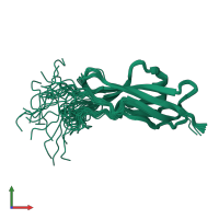 PDB entry 2ee0 coloured by chain, ensemble of 20 models, front view.