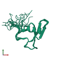 PDB entry 2ee1 coloured by chain, ensemble of 20 models, front view.