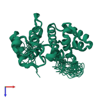 PDB entry 2ee4 coloured by chain, ensemble of 20 models, top view.