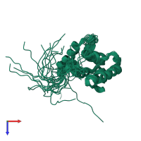 PDB entry 2ee7 coloured by chain, ensemble of 20 models, top view.
