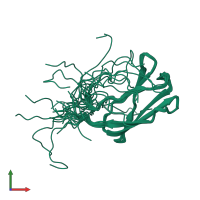 PDB entry 2ee9 coloured by chain, ensemble of 20 models, front view.