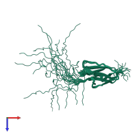 PDB entry 2eea coloured by chain, ensemble of 20 models, top view.