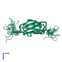 PDB entry 2eeb coloured by chain, ensemble of 20 models, top view.