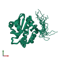 PDB entry 2eee coloured by chain, ensemble of 20 models, front view.