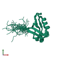PDB entry 2eeg coloured by chain, ensemble of 20 models, front view.