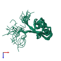 PDB entry 2eeg coloured by chain, ensemble of 20 models, top view.