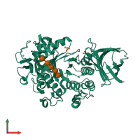 PDB entry 2eex coloured by chain, front view.