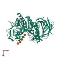 PDB entry 2eex coloured by chain, top view.