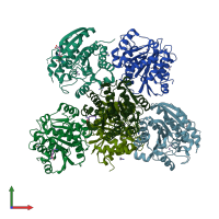 PDB entry 2ef5 coloured by chain, front view.