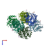PDB entry 2ef5 coloured by chain, top view.