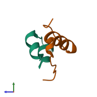 PDB entry 2efa coloured by chain, side view.