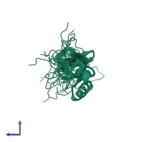 PDB entry 2efi coloured by chain, ensemble of 20 models, side view.