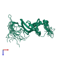 PDB entry 2efi coloured by chain, ensemble of 20 models, top view.