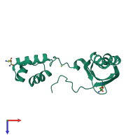 PDB entry 2efp coloured by chain, top view.