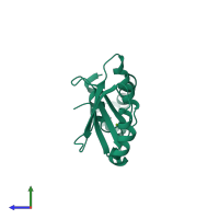 PDB entry 2efq coloured by chain, side view.