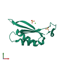 PDB entry 2eg1 coloured by chain, front view.