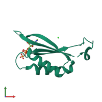 PDB entry 2eg2 coloured by chain, front view.
