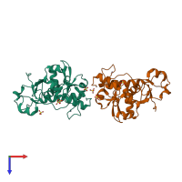 PDB entry 2eg4 coloured by chain, top view.