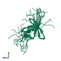 PDB entry 2ega coloured by chain, ensemble of 20 models, side view.