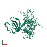 PDB entry 2egc coloured by chain, ensemble of 20 models, front view.