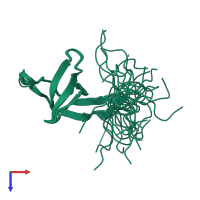 PDB entry 2egc coloured by chain, ensemble of 20 models, top view.