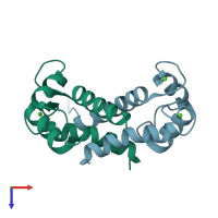 PDB entry 2egd coloured by chain, top view.